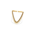 Sleek gold V-shaped open ring captured against a clean white backdrop.