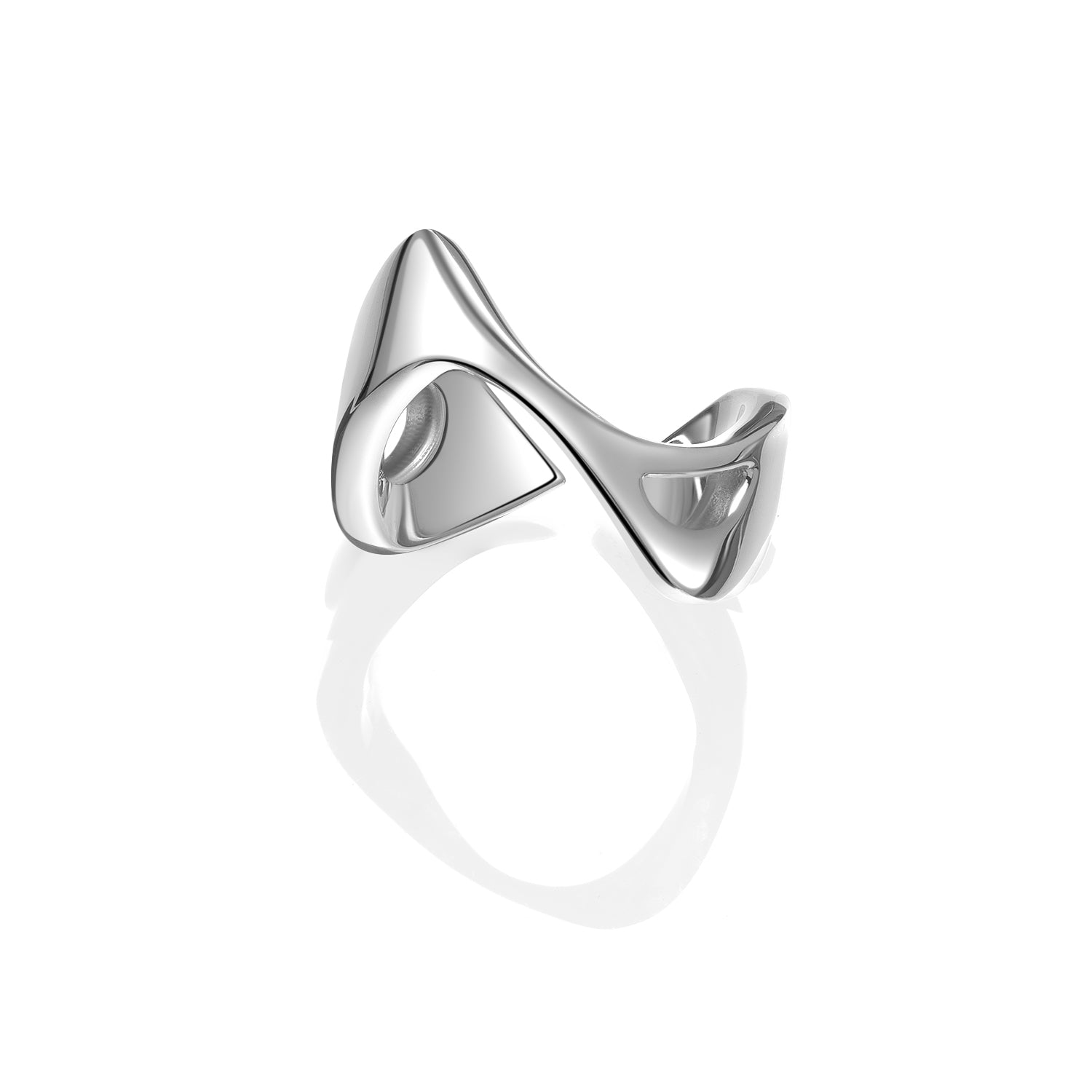 004|Sharp Curve Ring - Futuristic 925 Sterling Silver – Outsider
