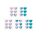 Heart-shaped acne patch sheets in pink and teal gradient colors