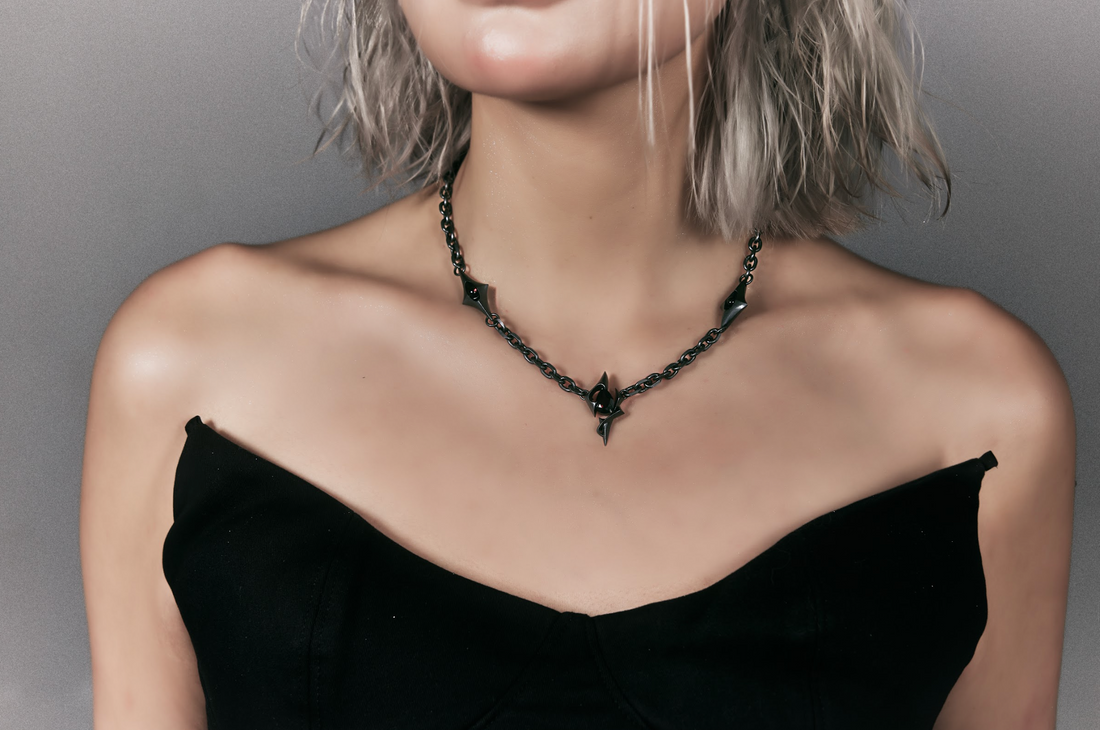 Inferno Necklace | Matte Black& Garnet